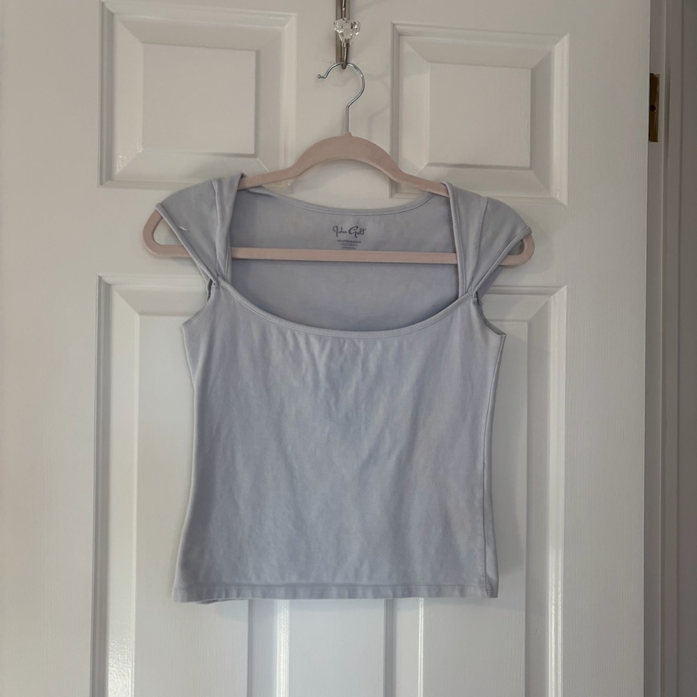 ⭐️#10 Brandy Melville Light Blue thick strap Sleeve Top